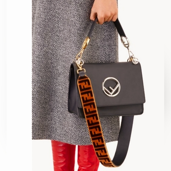 New Unused Fendi Zucca Velvet & Leather Shoulder Strap - Picture 2 of 7